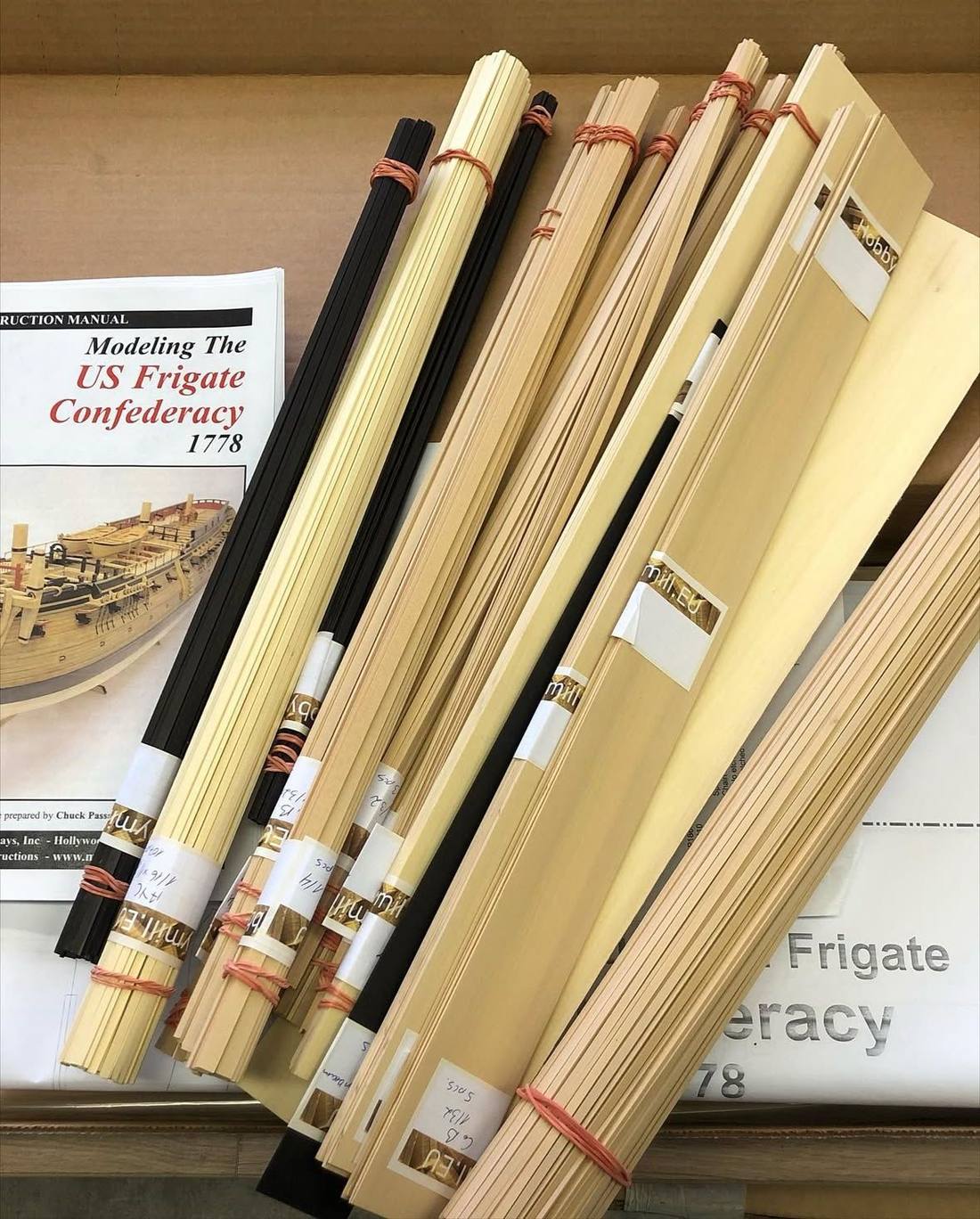 Precision milled exotic hardwood strips and sheets for ship modelling